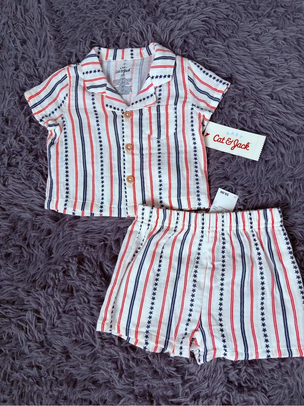 NWT Cat & Jack summer outfits size 3-6 mo baby boy (2 sets)